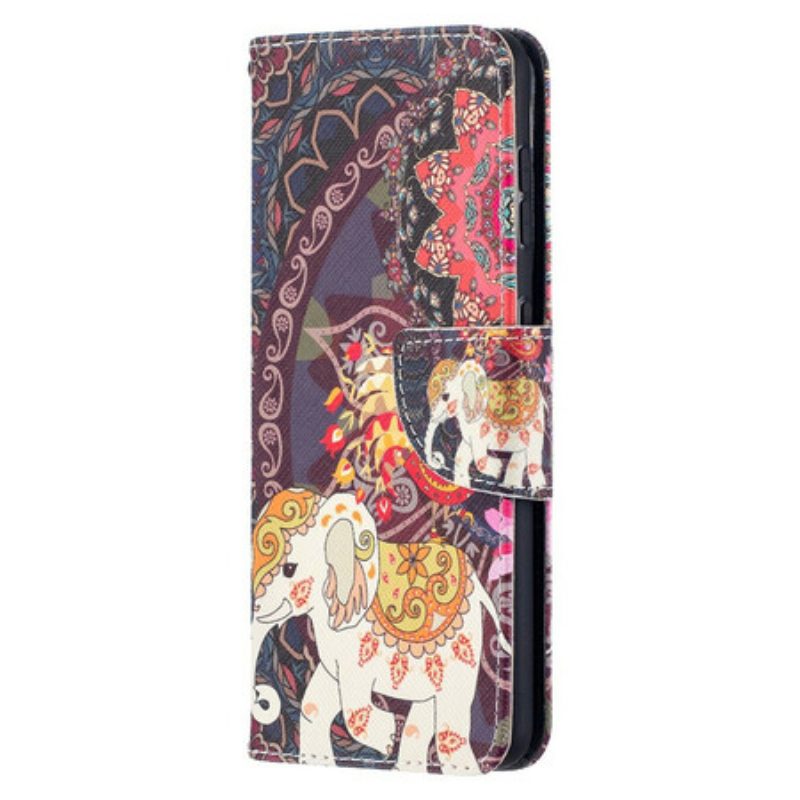 Flip Case Für Samsung Galaxy S21 5G Ethnische Elefanten-mandala