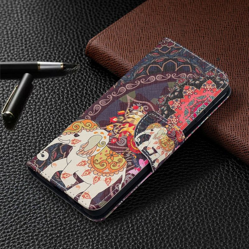 Flip Case Für Samsung Galaxy S21 5G Ethnische Elefanten-mandala