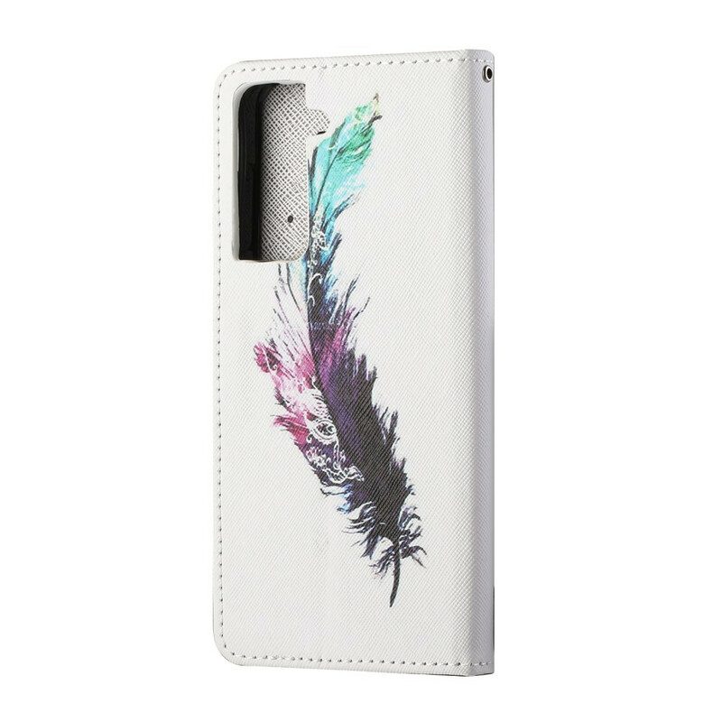 Flip Case Für Samsung Galaxy S21 5G Mit Kordel Feder Mit Lanyard