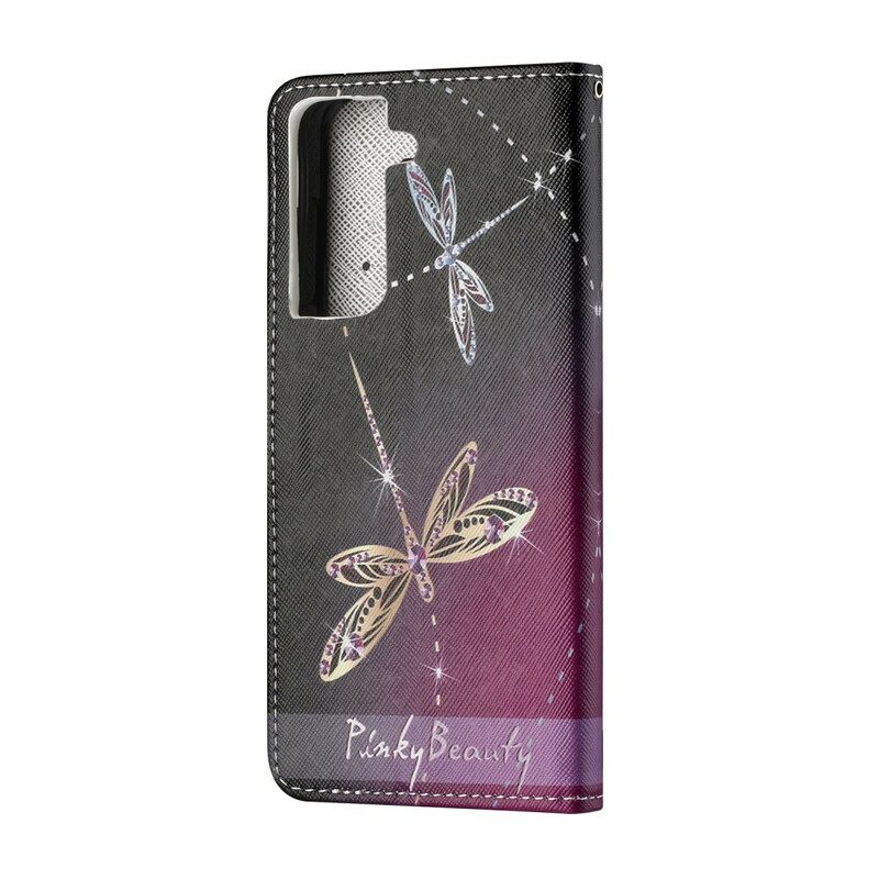 Flip Case Für Samsung Galaxy S21 5G Mit Kordel Riemchenlibellen