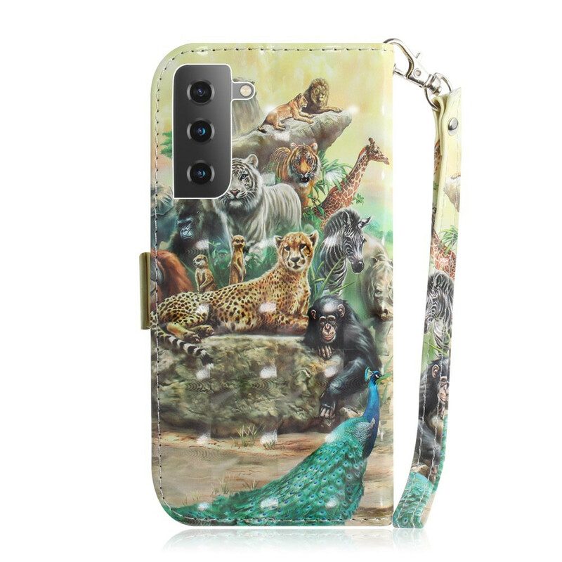 Flip Case Für Samsung Galaxy S21 5G Mit Kordel Tanga-safari-tiere