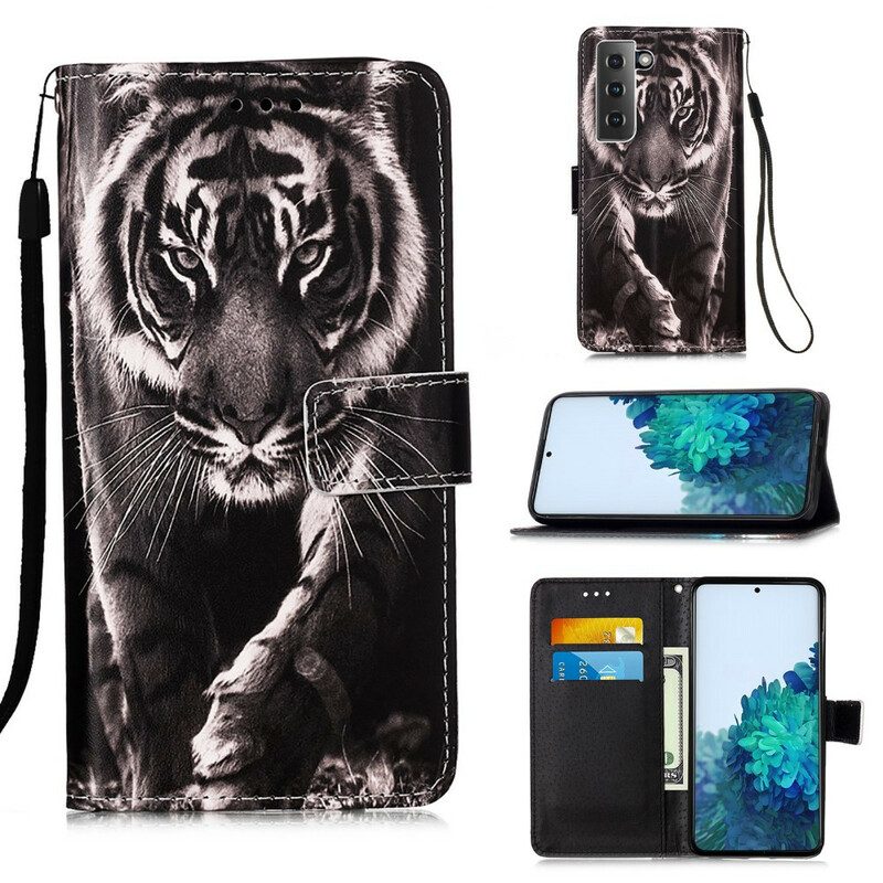 Flip Case Für Samsung Galaxy S21 5G Nachttiger