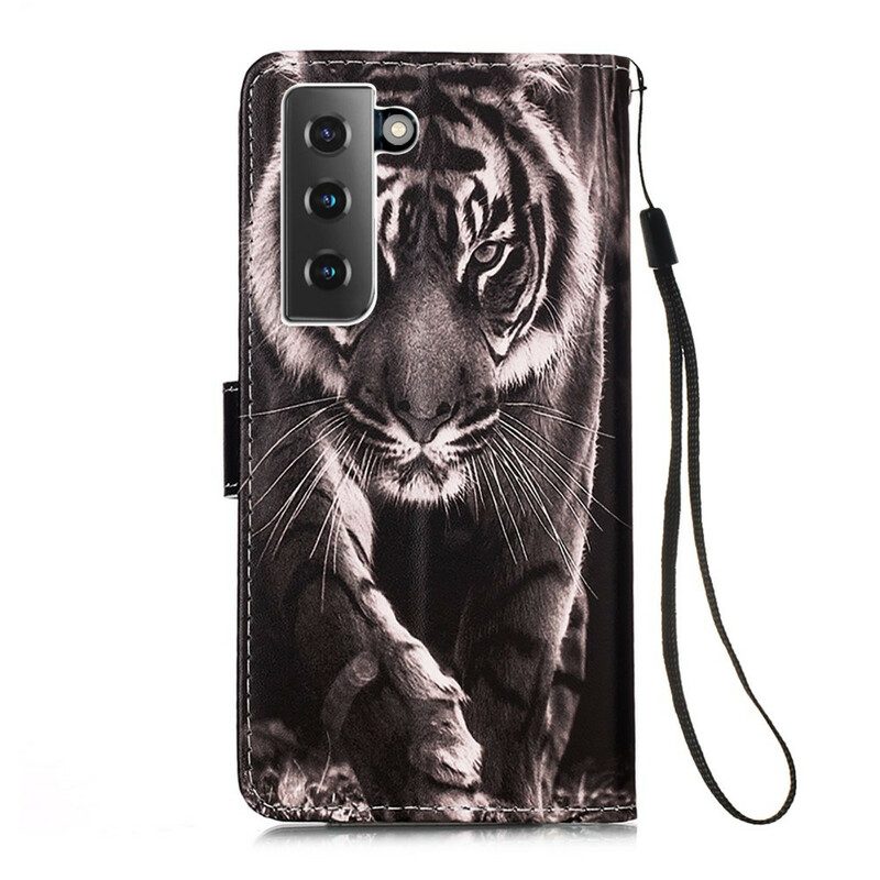 Flip Case Für Samsung Galaxy S21 5G Nachttiger