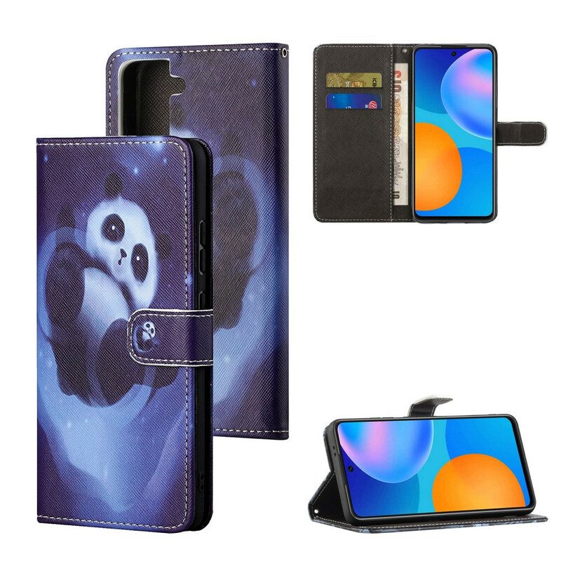 Flip Case Für Samsung Galaxy S21 5G Panda-weltraum