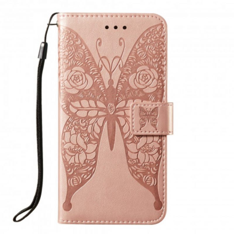 Flip Case Für Samsung Galaxy S21 5G Schmetterlingsblumenmuster