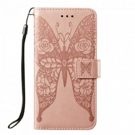 Flip Case Für Samsung Galaxy S21 5G Schmetterlingsblumenmuster