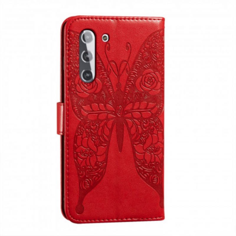 Flip Case Für Samsung Galaxy S21 5G Schmetterlingsblumenmuster