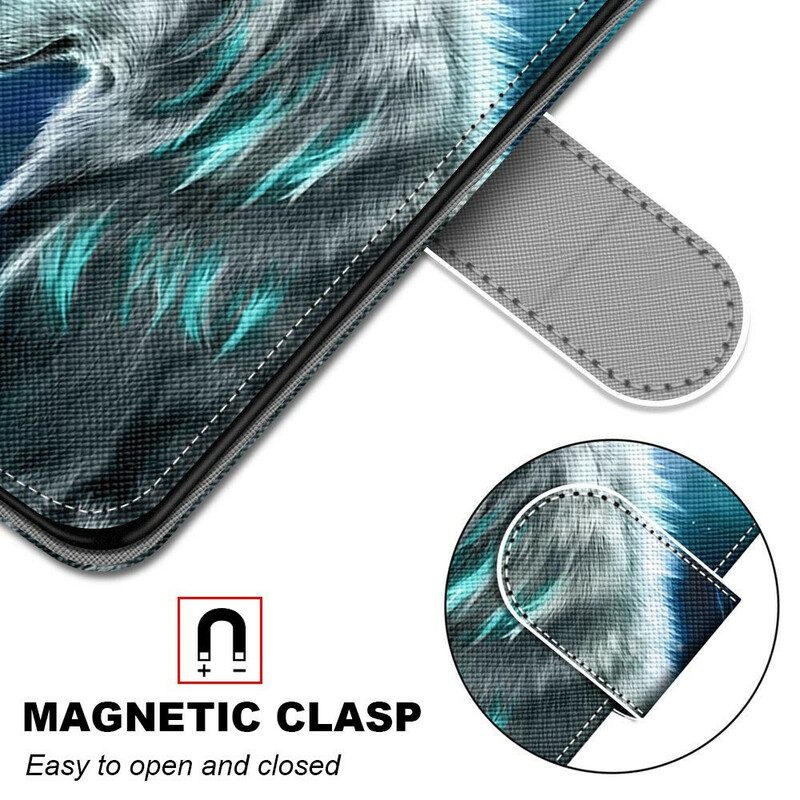 Flip Case Für Samsung Galaxy S21 5G Wolf Unter Einem Sternenregen