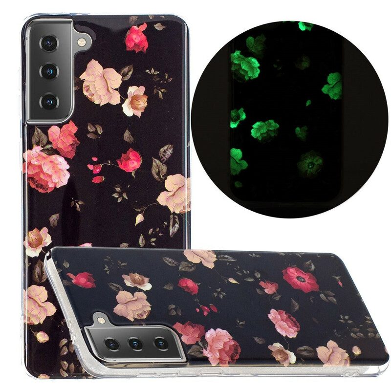 Handyhülle Für Samsung Galaxy S21 5G Fluoreszierende Blumenserie