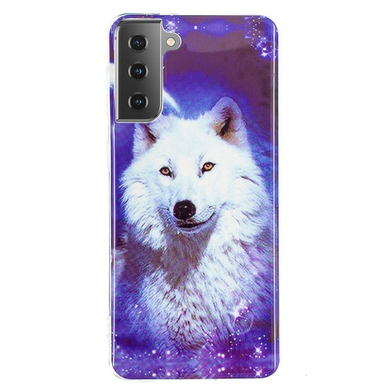 Handyhülle Für Samsung Galaxy S21 5G Fluoreszierende Wolf-serie