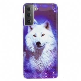 Handyhülle Für Samsung Galaxy S21 5G Fluoreszierende Wolf-serie