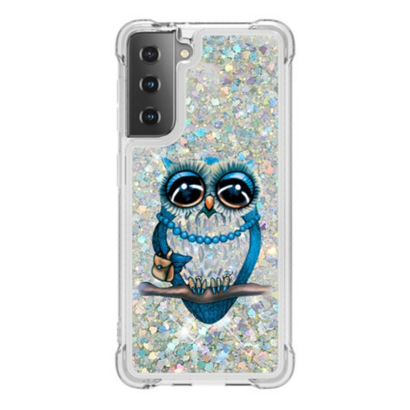 Handyhülle Für Samsung Galaxy S21 5G Miss Owl Pailletten