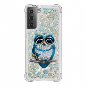 Handyhülle Für Samsung Galaxy S21 5G Miss Owl Pailletten