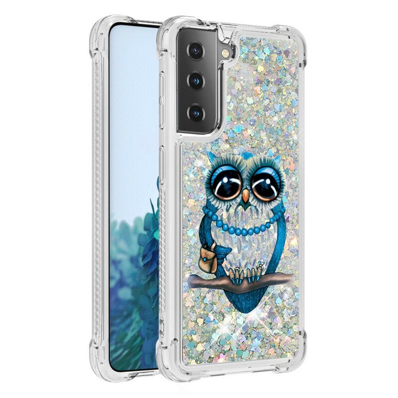 Handyhülle Für Samsung Galaxy S21 5G Miss Owl Pailletten