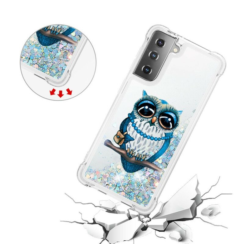 Handyhülle Für Samsung Galaxy S21 5G Miss Owl Pailletten