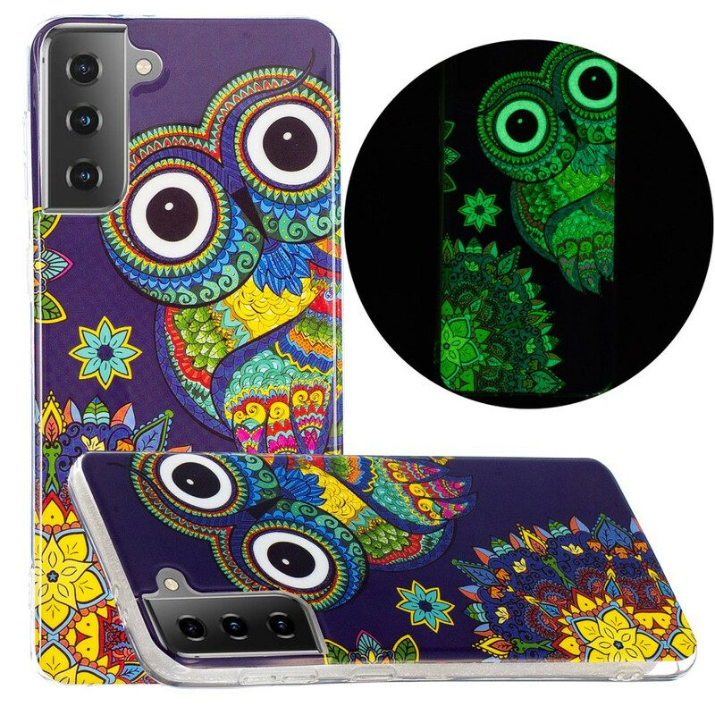 Hülle Für Samsung Galaxy S21 5G Fluoreszierendes Eulen-mandala