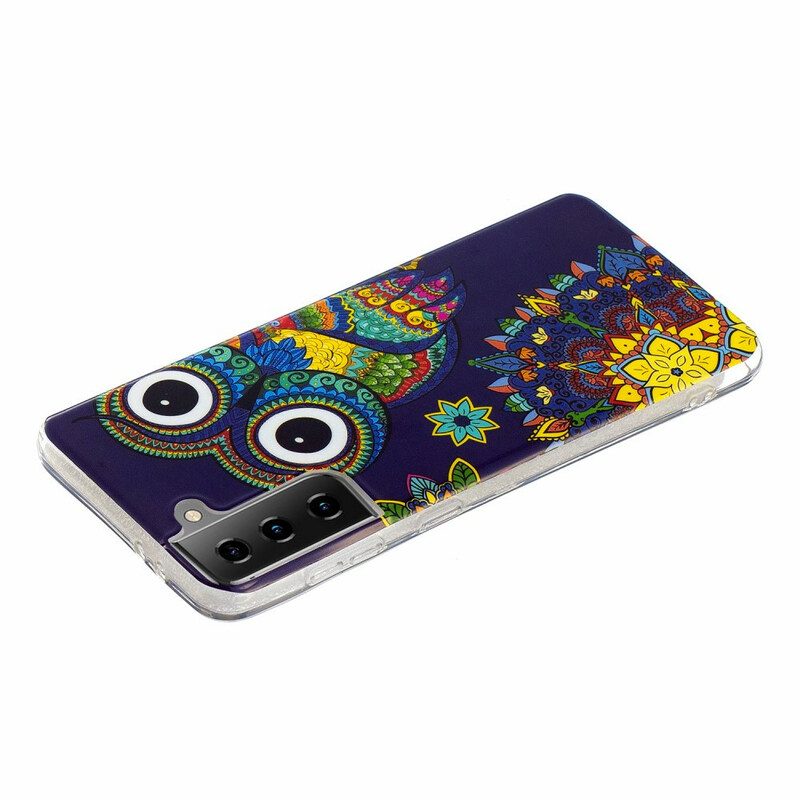 Hülle Für Samsung Galaxy S21 5G Fluoreszierendes Eulen-mandala