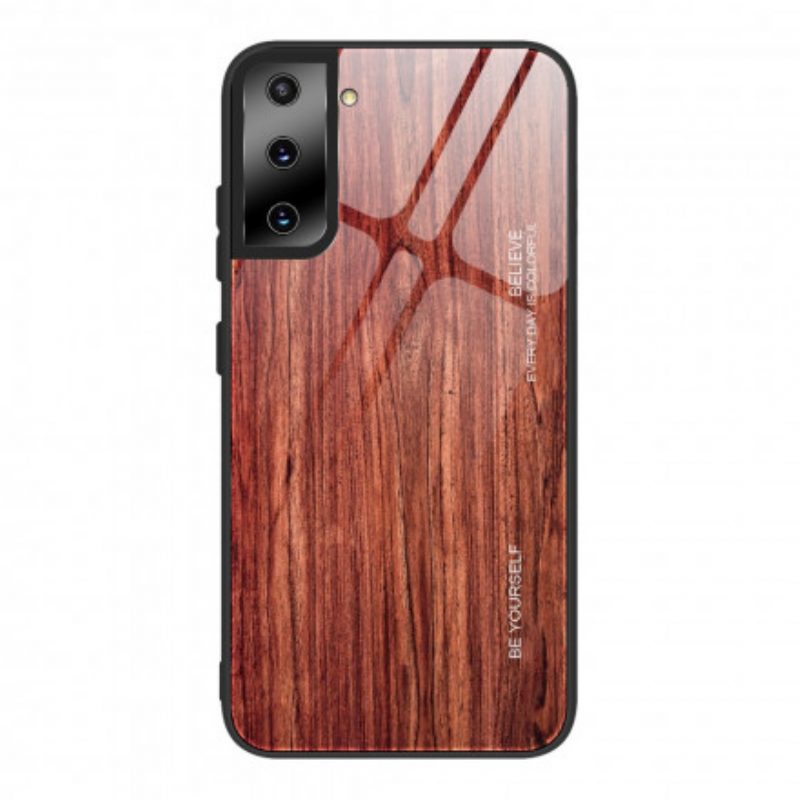 Hülle Für Samsung Galaxy S21 5G Holzdesign Aus Gehärtetem Glas