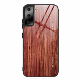 Hülle Für Samsung Galaxy S21 5G Holzdesign Aus Gehärtetem Glas