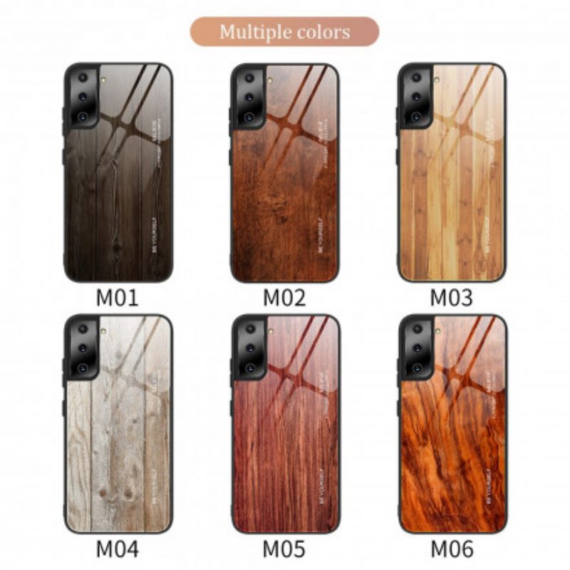 Hülle Für Samsung Galaxy S21 5G Holzdesign Aus Gehärtetem Glas