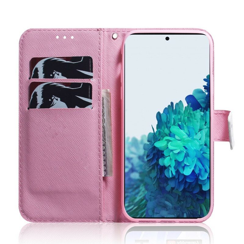 Lederhüllen Für Samsung Galaxy S21 5G Blume Staubiges Rosa