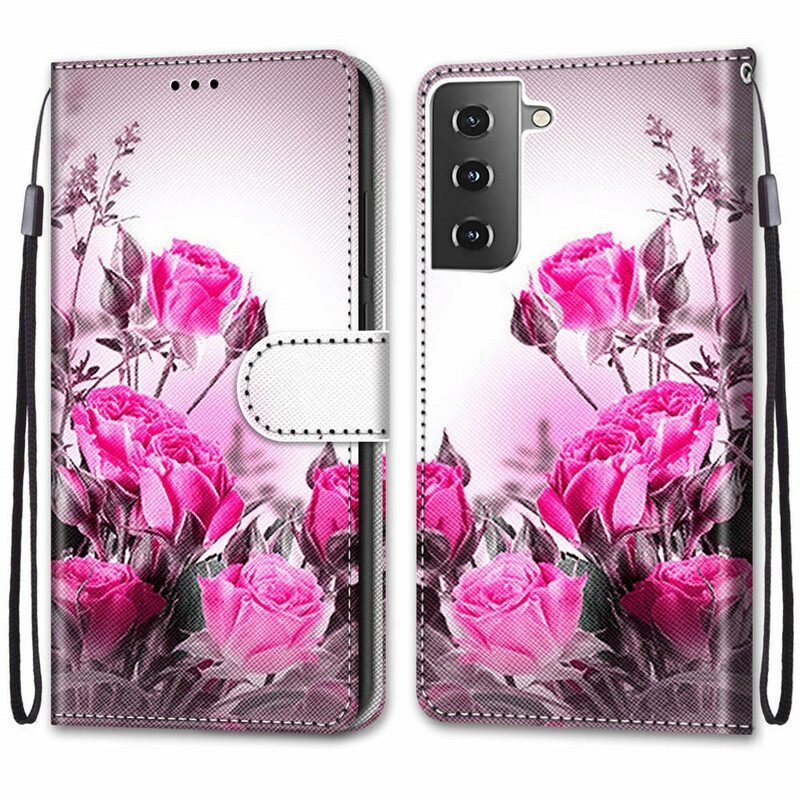 Lederhüllen Für Samsung Galaxy S21 5G Magische Blumen