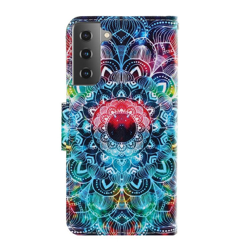 Lederhüllen Für Samsung Galaxy S21 5G Mit Kordel Auffälliges Riemchen-mandala