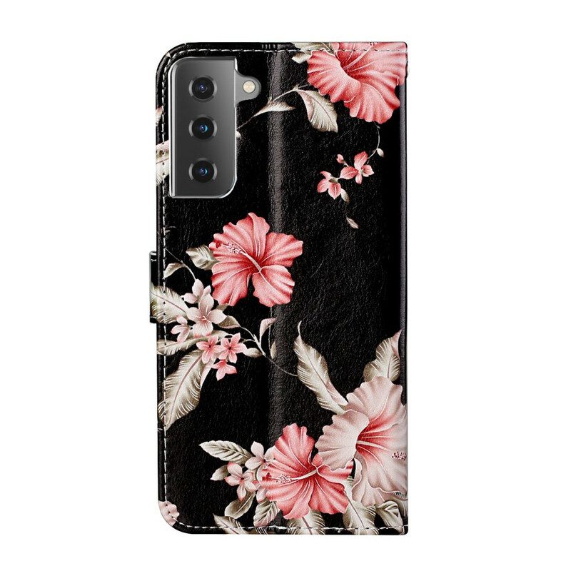 Lederhüllen Für Samsung Galaxy S21 5G Verrückte Blumen