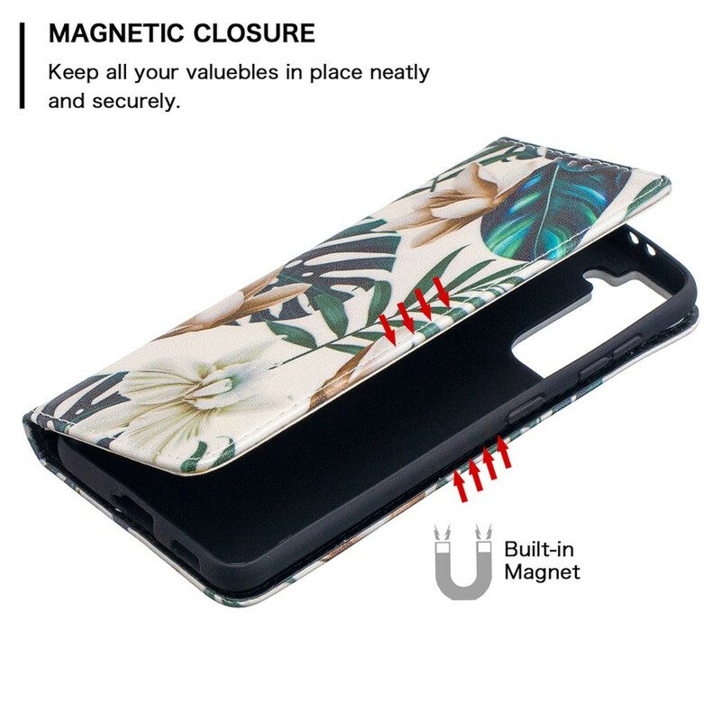 Schutzhülle Für Samsung Galaxy S21 5G Flip Case Blätter