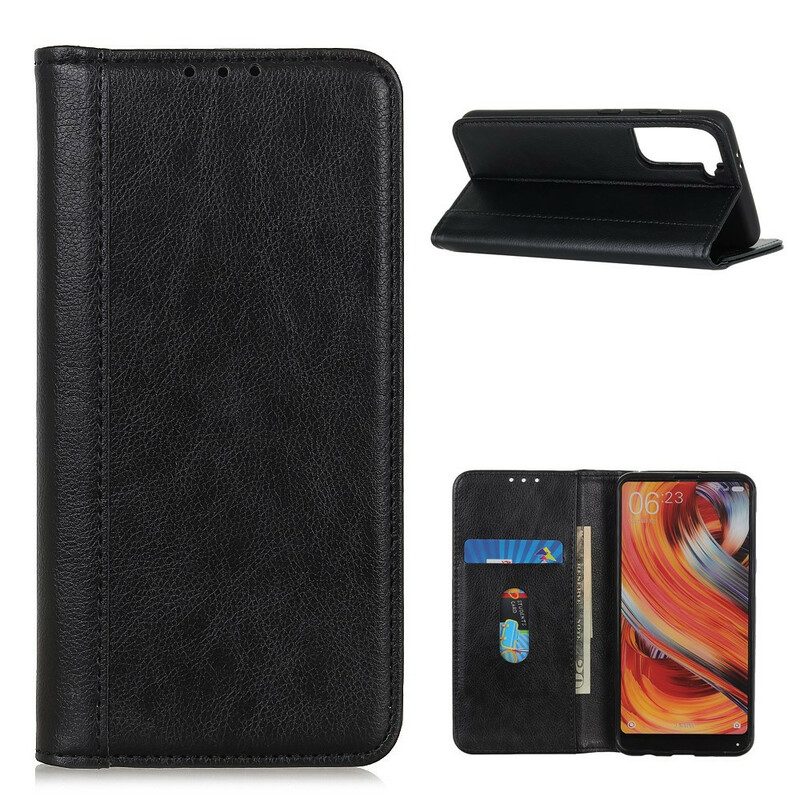 Schutzhülle Für Samsung Galaxy S21 5G Flip Case Eleganz Aus Gespaltenem Litschi-leder