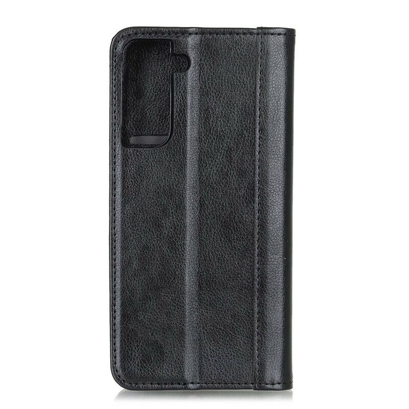 Schutzhülle Für Samsung Galaxy S21 5G Flip Case Eleganz Aus Gespaltenem Litschi-leder