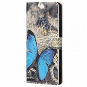 Flip Case Für Poco M4 Pro 5G Blauer Schmetterling