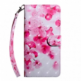 Flip Case Für Poco M4 Pro 5G Pinke Blumen