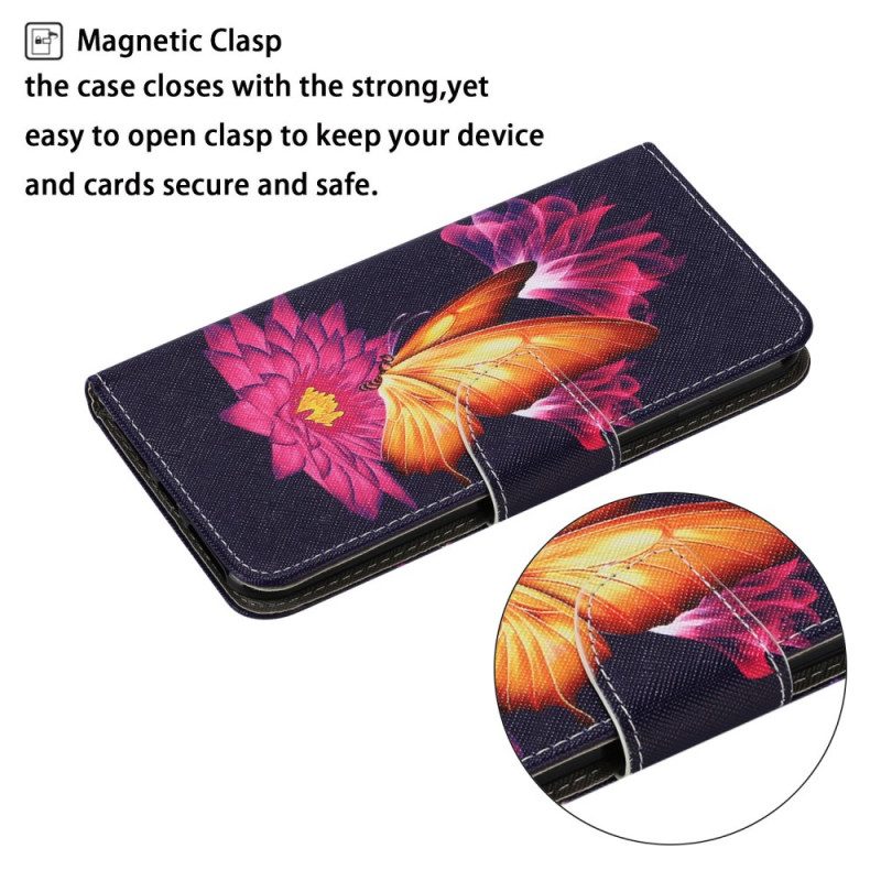 Flip Case Für Poco M4 Pro 5G Schmetterling Und Lotus