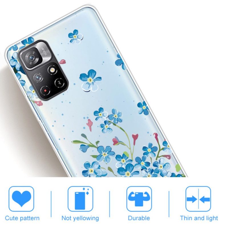 Handyhülle Für Poco M4 Pro 5G Strauß Blauer Blumen