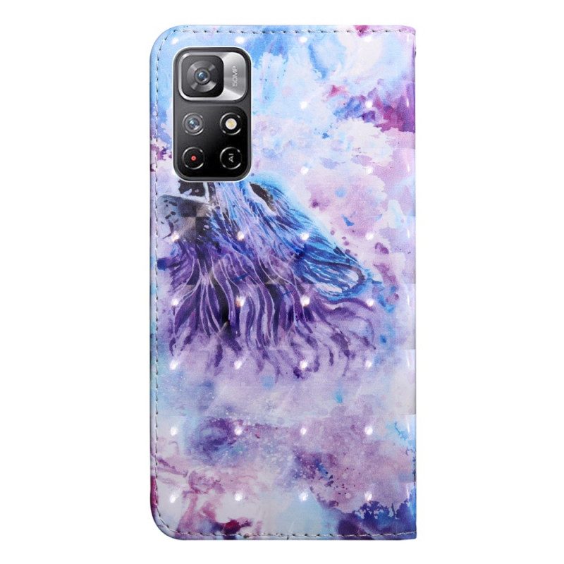 Lederhüllen Für Poco M4 Pro 5G Aquarell-wolf