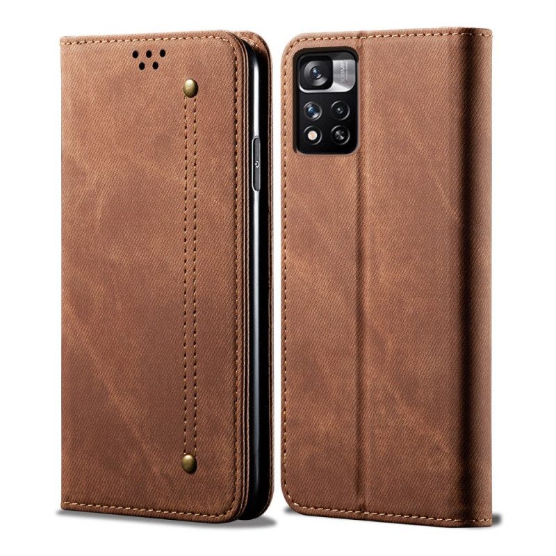 Schutzhülle Für Poco M4 Pro 5G Flip Case Denim-stoff