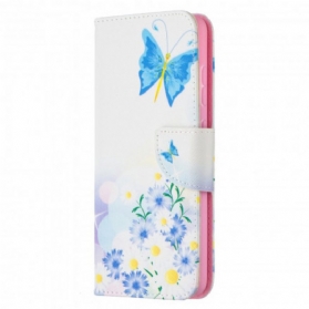 Flip Case Für Samsung Galaxy A52 4G / A52 5G / A52s 5G Bemalte Schmetterlinge Und Blumen