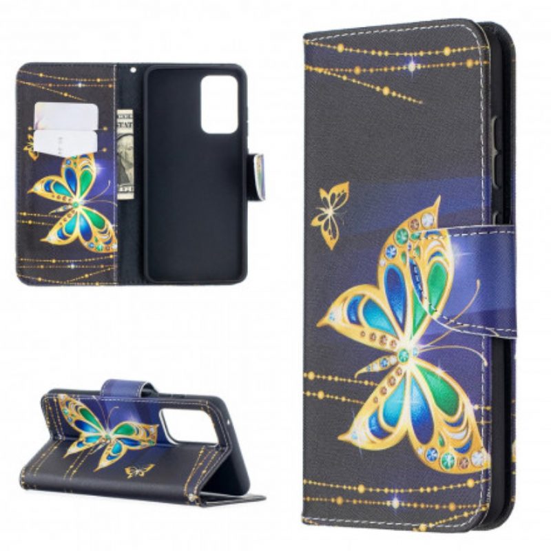 Flip Case Für Samsung Galaxy A52 4G / A52 5G / A52s 5G Goldene Schmetterlinge