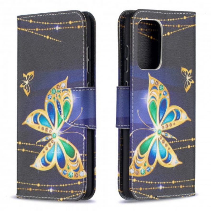 Flip Case Für Samsung Galaxy A52 4G / A52 5G / A52s 5G Goldene Schmetterlinge