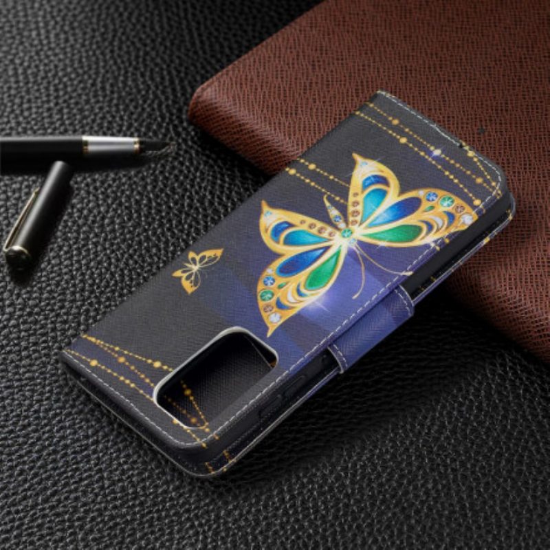 Flip Case Für Samsung Galaxy A52 4G / A52 5G / A52s 5G Goldene Schmetterlinge