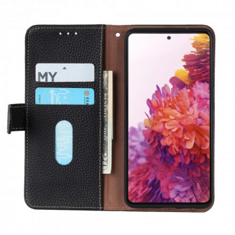 Flip Case Für Samsung Galaxy A52 4G / A52 5G / A52s 5G Khazneh Litschi-leder