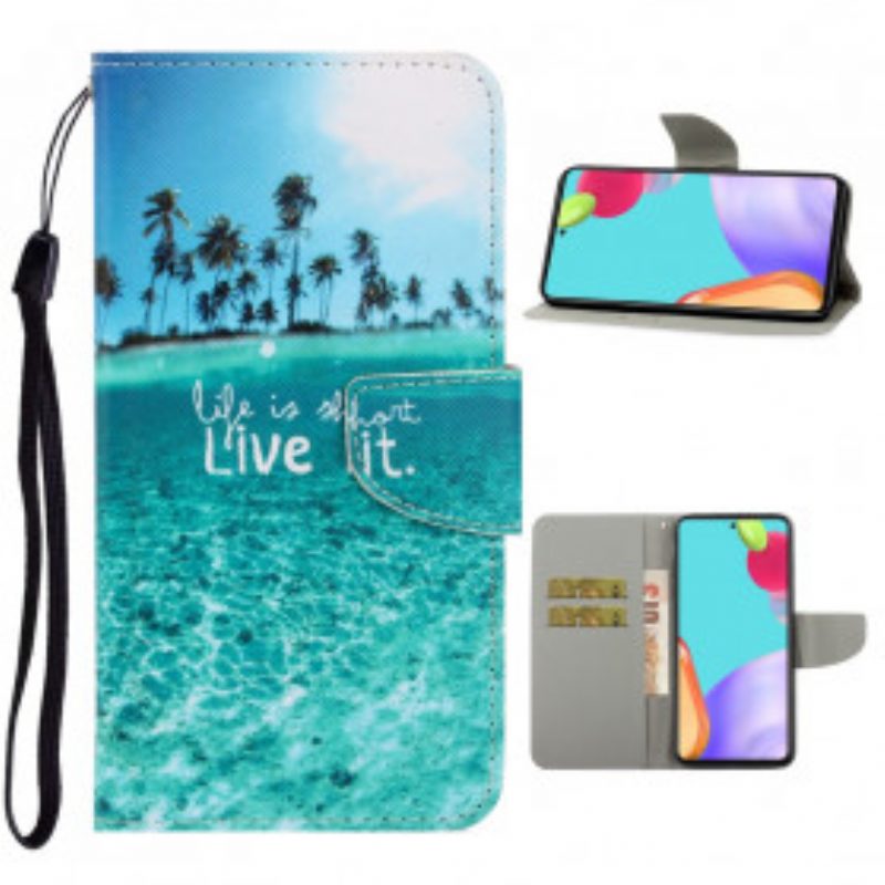 Flip Case Für Samsung Galaxy A52 4G / A52 5G / A52s 5G Mit Kordel Lebe Es Bei Lanyard