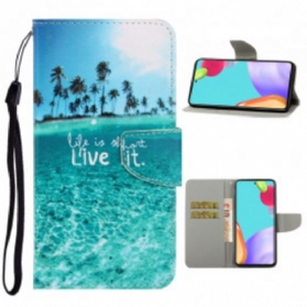 Flip Case Für Samsung Galaxy A52 4G / A52 5G / A52s 5G Mit Kordel Lebe Es Bei Lanyard