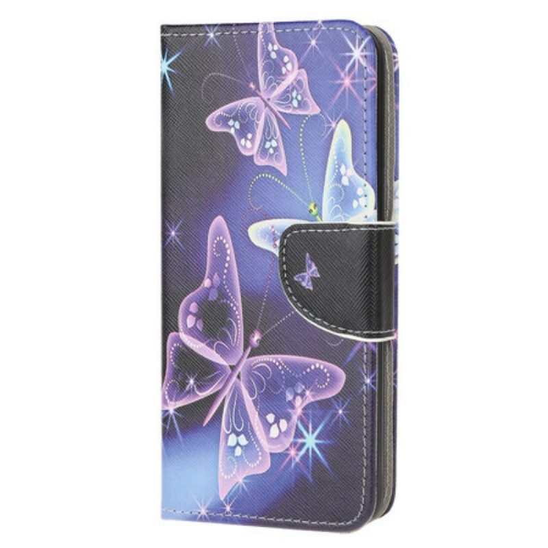 Flip Case Für Samsung Galaxy A52 4G / A52 5G / A52s 5G Neon-schmetterlinge