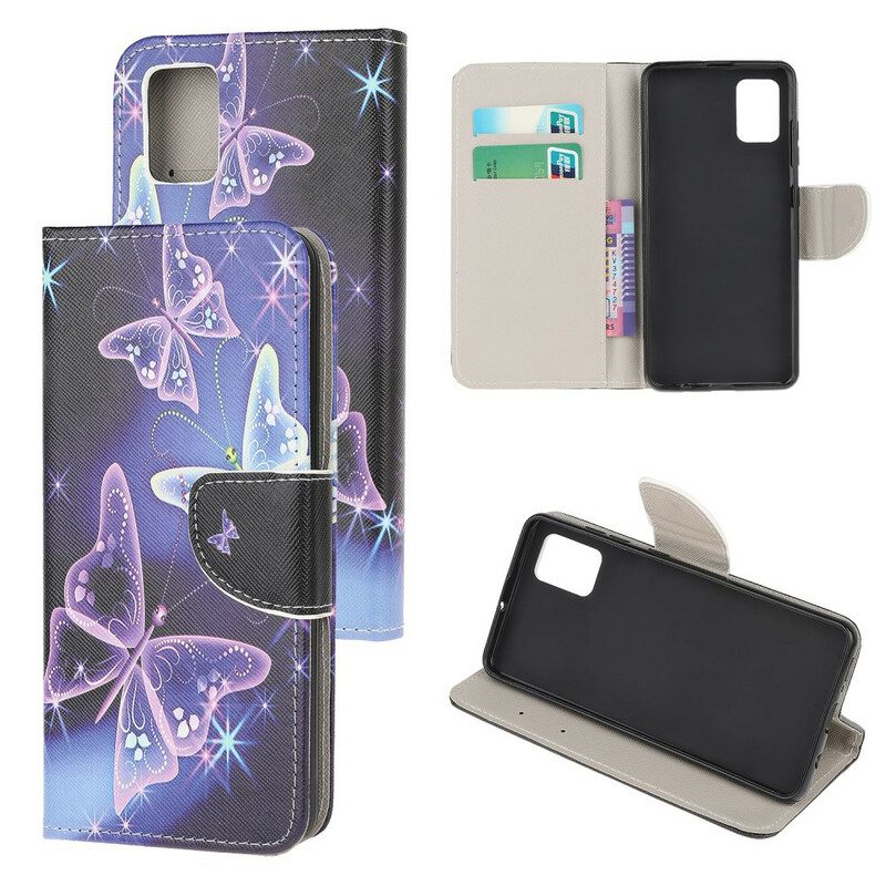 Flip Case Für Samsung Galaxy A52 4G / A52 5G / A52s 5G Neon-schmetterlinge