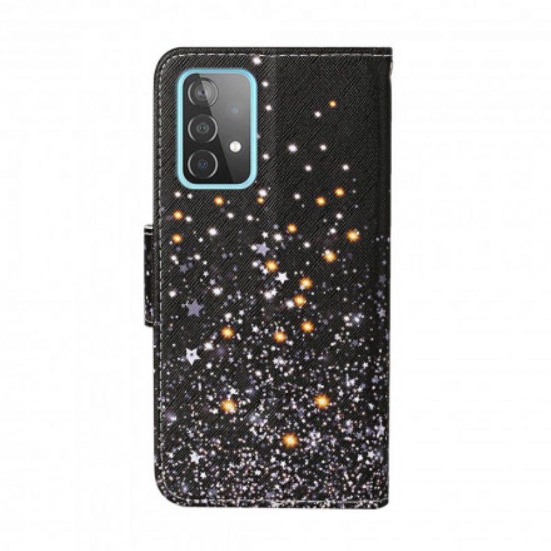 Flip Case Für Samsung Galaxy A52 4G / A52 5G / A52s 5G Sterne Und Pailletten Mit Schlüsselband