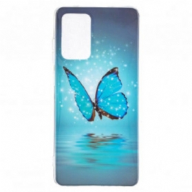 Hülle Für Samsung Galaxy A52 4G / A52 5G / A52s 5G Fluoreszierender Blauer Schmetterling