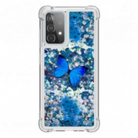 Hülle Für Samsung Galaxy A52 4G / A52 5G / A52s 5G Glitzernde Blaue Schmetterlinge