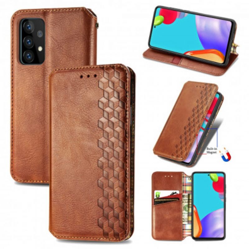 Schutzhülle Für Samsung Galaxy A52 4G / A52 5G / A52s 5G Flip Case Rautenstruktur In Lederoptik